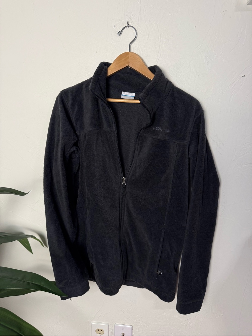 Columbia Black Full Zip Fleece Jacket XL Soft Lightweight Outdoor Layer - Picture 2 of 5